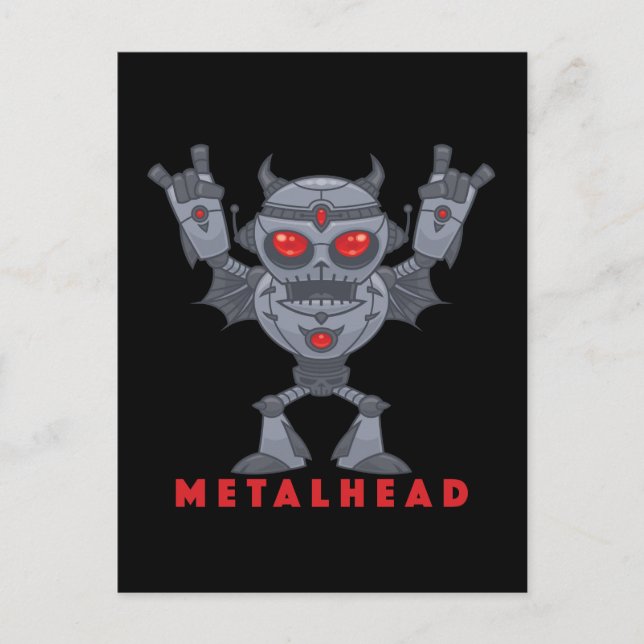 Carte Postale Metalhead - Lourd Diable Robot Métal - Avec Texte (Devant)