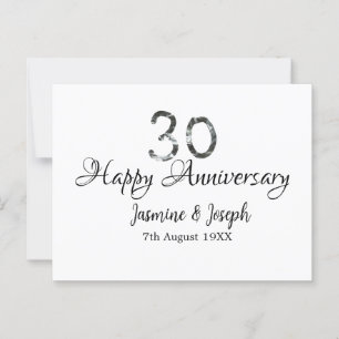 Carte Postale Métallisé argent 30e Joyeux anniversaire ajoutez n