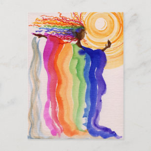 Carte Postale Metamorphosis Rainbow Woman Watercolor Painting