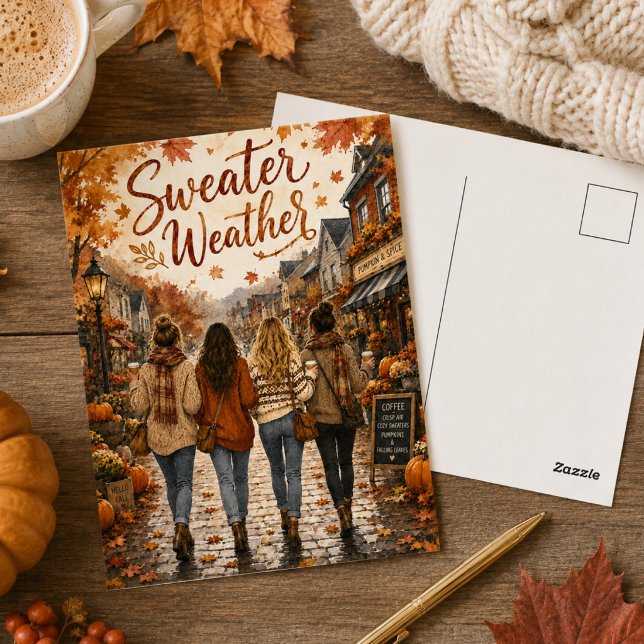 Carte Postale Météo de pull d'automne Vibrations d'automne (Créateur téléchargé)