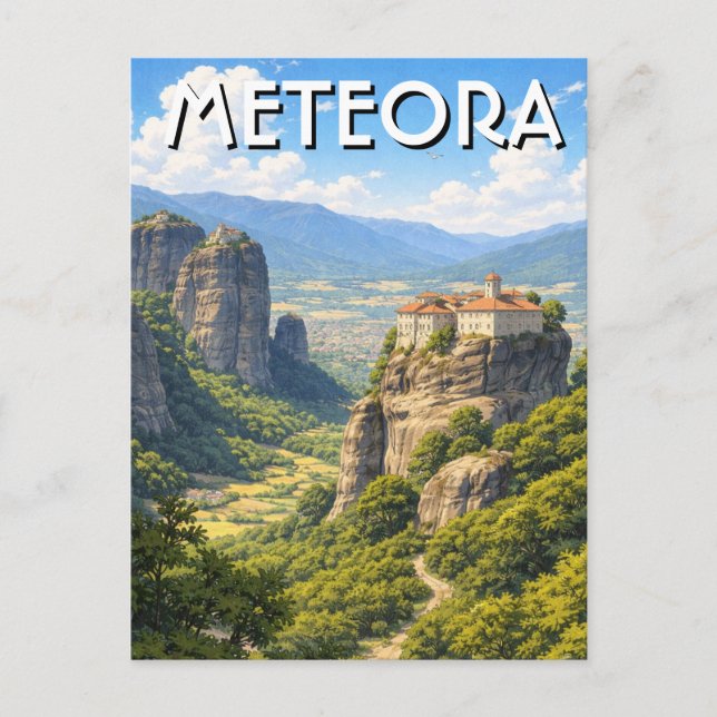 Carte Postale Meteora Grèce Voyage Paysage vintage (Devant)