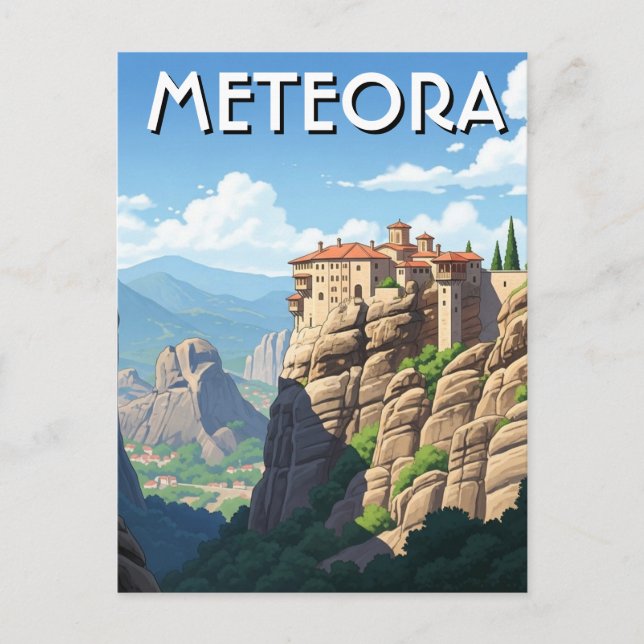 Carte Postale Meteora Grèce Voyage Paysage vintage (Devant)