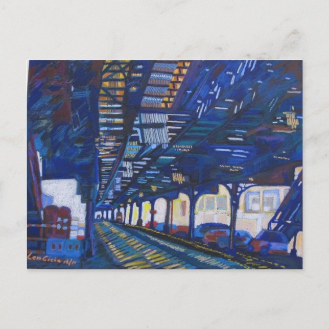 Carte Postale Métro dans Upper Manhattan Under The Tracks. (Devant)