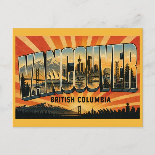 Carte Postale Métropole côtière de Vancouver BC (Devant)