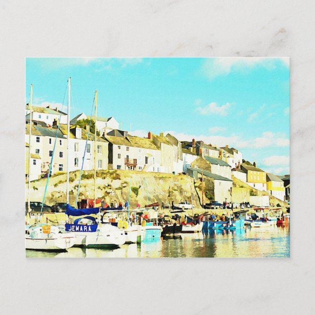 Carte Postale Mevagissey Cornwall Angleterre Aquarelle (Devant)