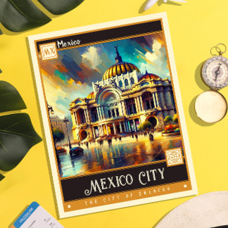 Carte Postale Mexico City, Mexique | Peinture Vintage