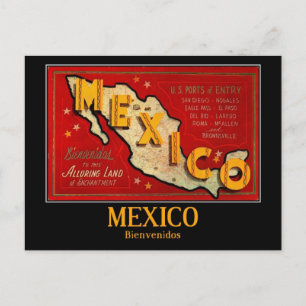 Carte Postale Mexique, Bienvenidos, Vintage