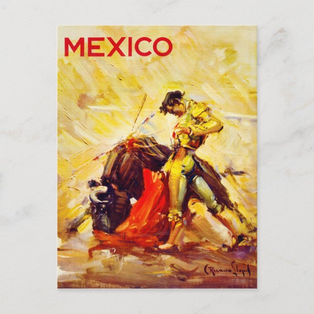 Carte Postale Mexique Bull Fighter Poster vintage restauré (Devant)