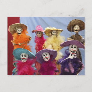 Carte Postale Mexique. Catrinas squelettiques, figures célébrant