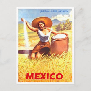 Carte Postale Mexique, fille mexicaine sur une ferme, voyage vin
