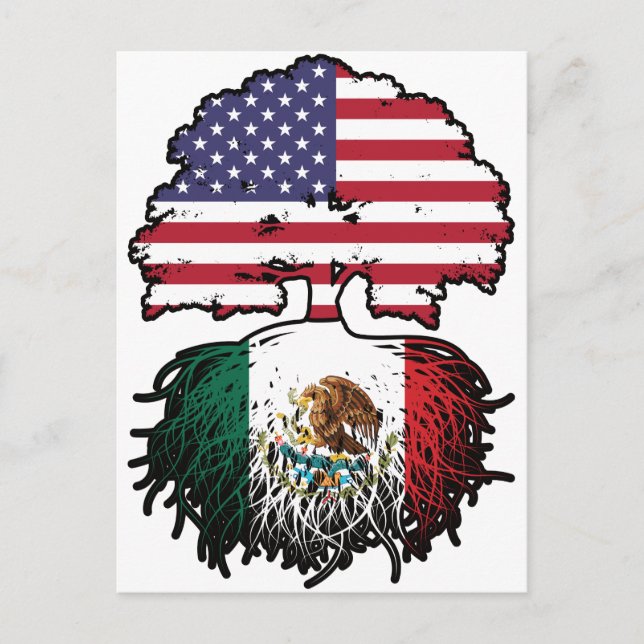 Carte Postale Mexique Mexique États-Unis drapeau des racines d'a (Devant)