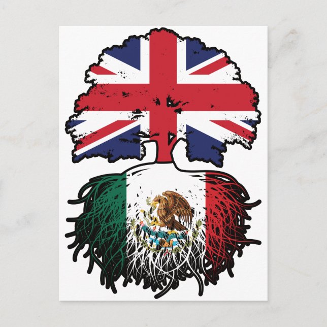 Carte Postale Mexique Mexique Royaume-Uni drapeau des racines de (Devant)