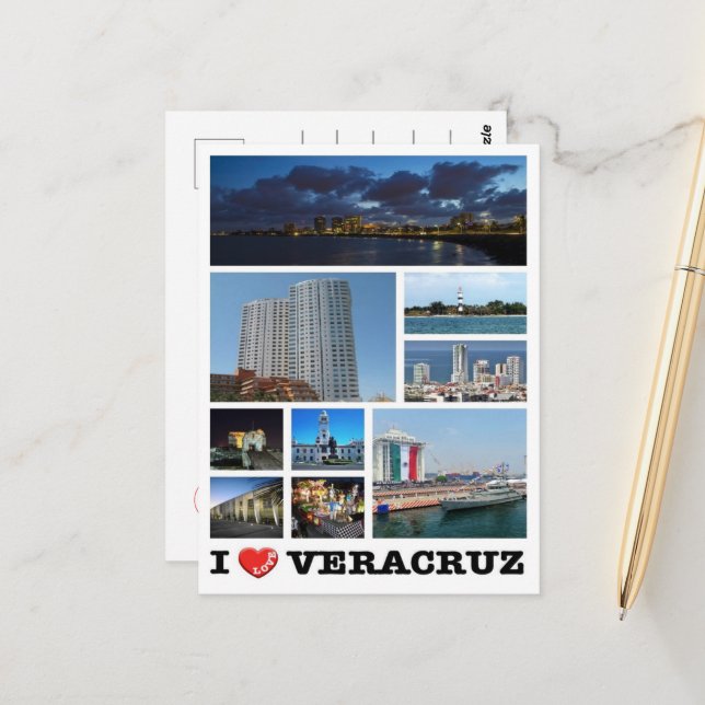 Carte Postale Mexique - Veracruz - J'aime - (Devant/Arrière en situation)