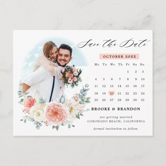 Carte Postale Mi-été Peach Pastel Calendrier rose Enregistrer la (Devant)