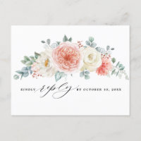 Mi-été Peach Pastel Rose Floral Wedding RSVP