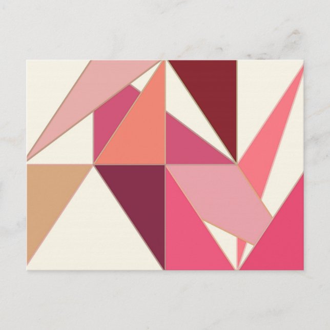 Carte Postale Mi-Siècle Abstrait, Triangles - Corail, Beige (Devant)