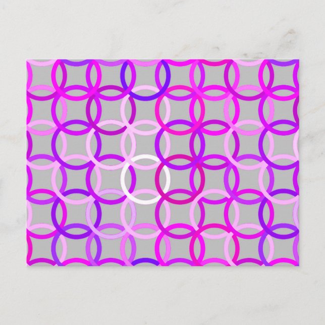Carte Postale Mi-siècle Cercles modernes, rose, violet et gris (Devant)