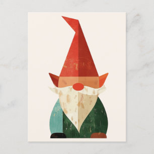 Carte Postale Mi-siècle moderne Gnome minimaliste Noël