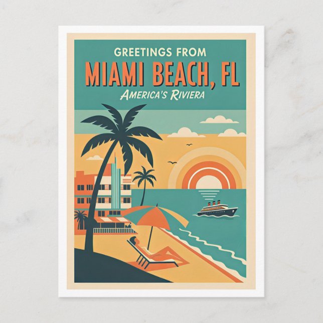 Carte Postale MIAMI BEACH FL Voyages Rétro (Devant)