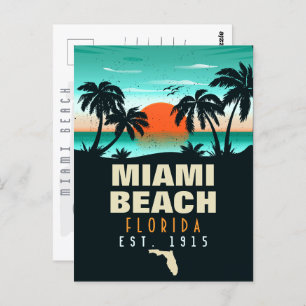 Carte Postale Miami Beach Floride Retro Sunset Souvenir les anné