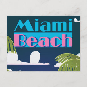Carte Postale Miami Beach, Floride USA poster de voyage vintage