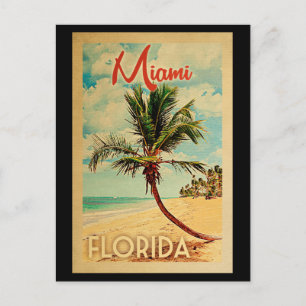 Carte Postale Miami Florida Palm Tree Beach Vintage voyage