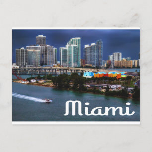 Carte Postale Miami Florida Skyline et Harbour At Night - USA