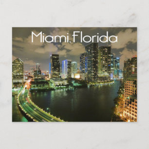Carte Postale Miami Florida Skyline et Harbour At Night - USA