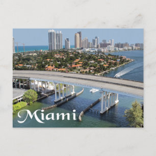 Carte Postale Miami Florida Skyline et Harbour At Night - USA
