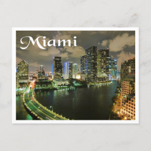 Carte Postale Miami Florida Skyline et Harbour At Night - USA