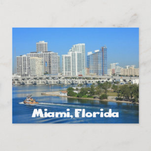 Carte Postale Miami Florida Skyline et Harbour - États-Unis