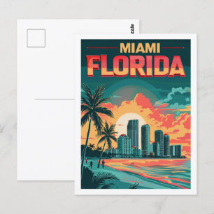 Carte Postale Miami Floride Amérique Vintage célèbre Travel Plac