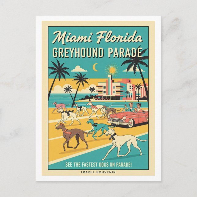 Carte Postale Miami, Floride – Greyhound Parade (Devant)