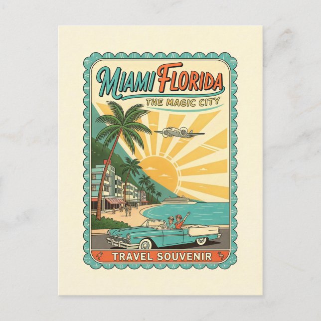 Carte Postale Miami, Floride – Style Rétro des Années 1950 (Devant)