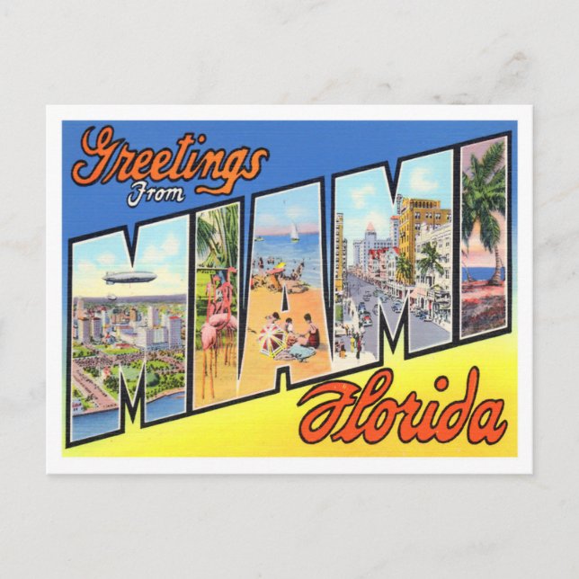 Carte postale Miami, Floride Vintage Big Letters (Devant)