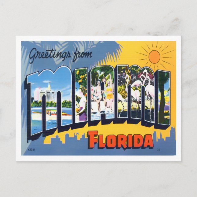 Carte postale Miami, Floride Vintage Big Letters (Devant)