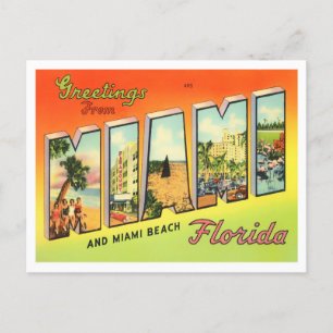 Carte postale Miami, Floride Vintage Big Letters