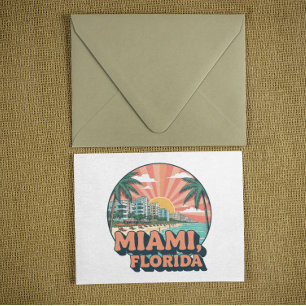 Carte Postale Miami Floride Vintage des années 80 Art Couleurs V