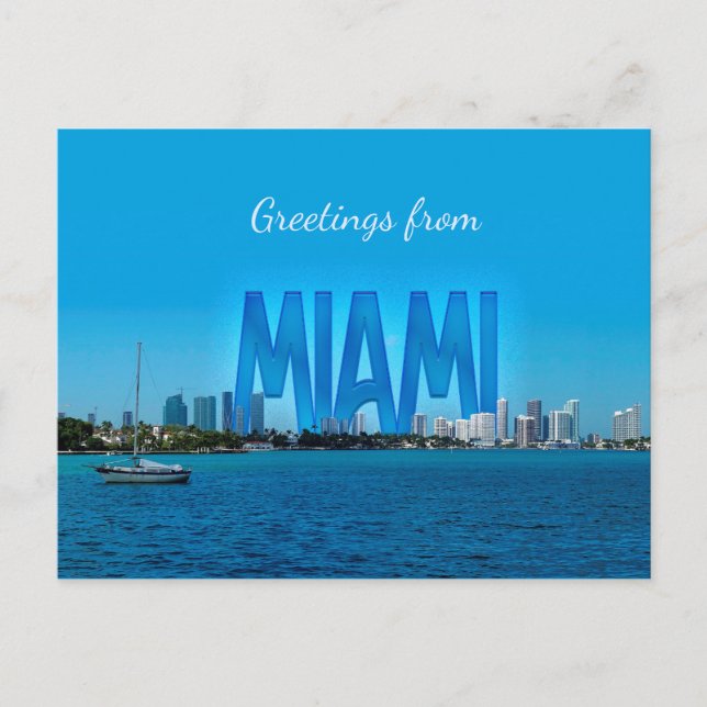 Carte Postale Miami Skyline avec des salutations personnalisable (Devant)