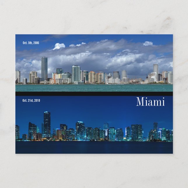 Carte Postale Miami Skyline en 2006 et 2010 (Devant)