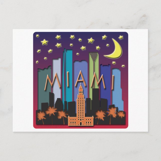 Carte Postale Miami Skyline Mega Color (Devant)