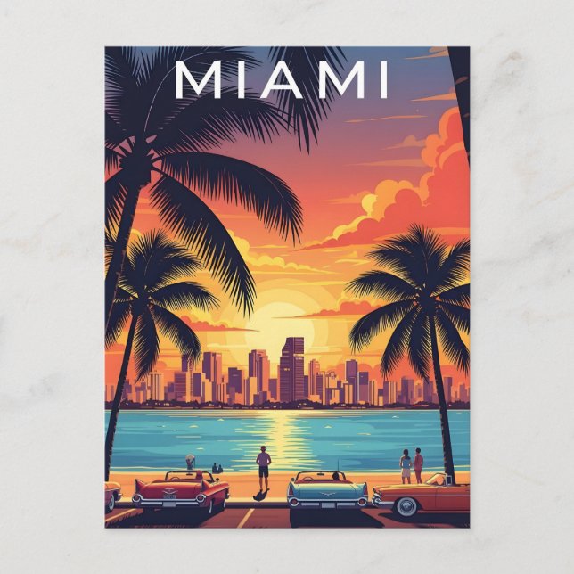 Carte Postale Miami Skyline Sunset (Devant)