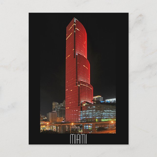 Carte Postale Miami Tower, reflets rouges (Devant)