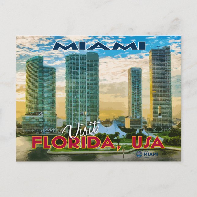 Carte Postale Miami, Visitez la Floride (Devant)