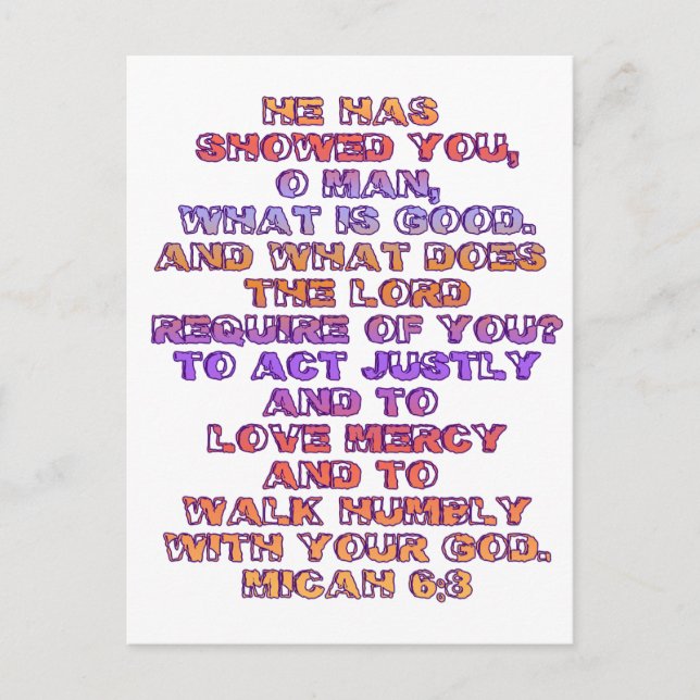 Carte Postale Micah 6:8 (Devant)
