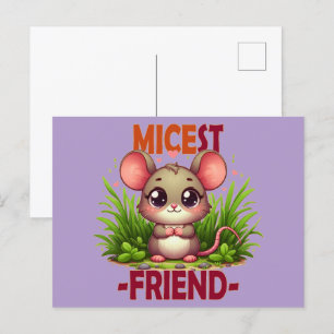 Carte Postale Micest Friend drôle de jeu de mot Cute baby Mouse