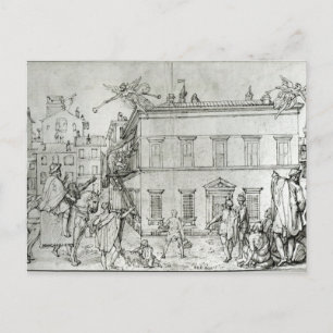 Carte Postale Michel-Ange à cheval, visite d'un artiste