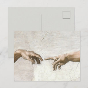 Carte Postale Michelangelo Création d'Adam Mains Beaux-Arts
