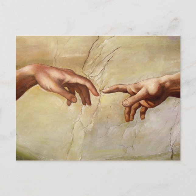 Carte Postale Michelangelo Création de la chapelle Sixtine Adam (Devant)