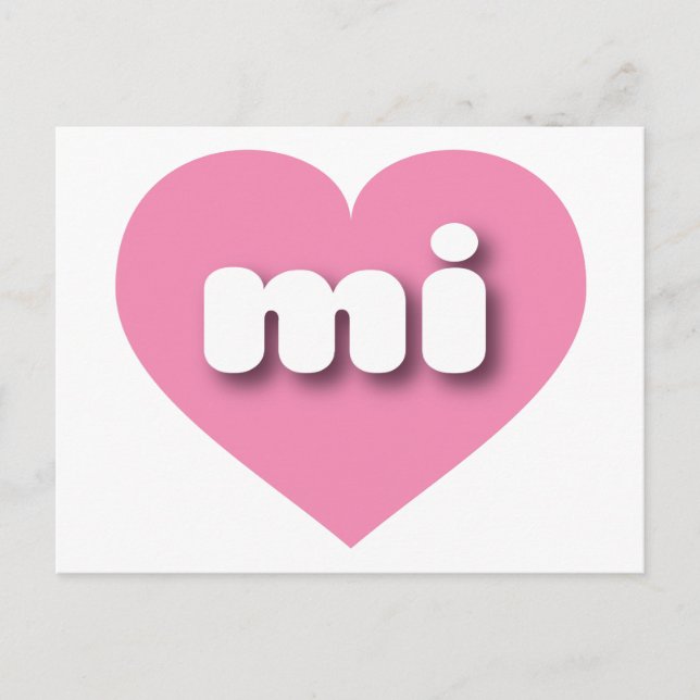 Carte Postale MIchigan coeur rose - J'aime mi (Devant)